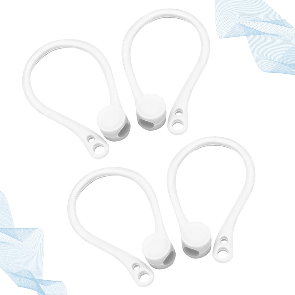 2 Pairs Protective Earhooks Holder Secure Fit Hooks Compatible for Airpods Wireless Earphone Accessories Sports Anti-lost Ear Hook (White)