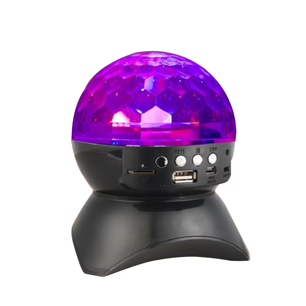 Mini LED WirelessColorful Rotating Stage Light Square Dance Sound Speaker Disco Ball Party LED Light FM USB Wireless Stereo DJSpeaker (Black)