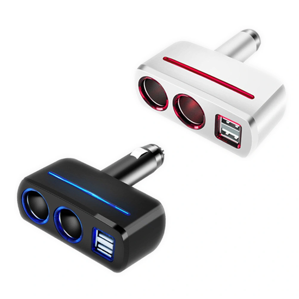 Cigarette Lighter Car Charger Adapter Dual Socket Cigarette Lighter Power and Dual USB Ports Splitter(Black)