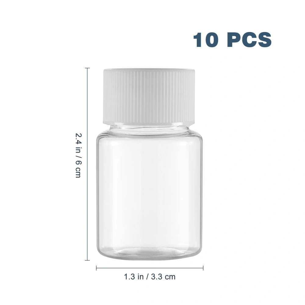 10pcs Travel Size Plastic Bottles Empty Small Vials Screw Lid Refillable Containers for Powder Liquids (30ML)