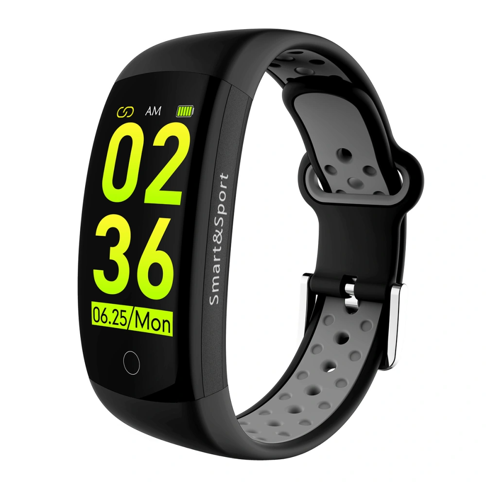 Q6S Smart Bracelet Color 3D Dynamic Blood Pressure Heart Rate Monitor Smart Wristband Waterproof Sports Band Fitness Watch (Black)