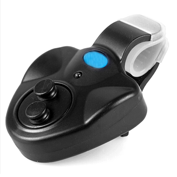 Portable Electronic LED Light Fish Bite Sound Alarm Alert Bell Clip On Fishing Rod (Black)