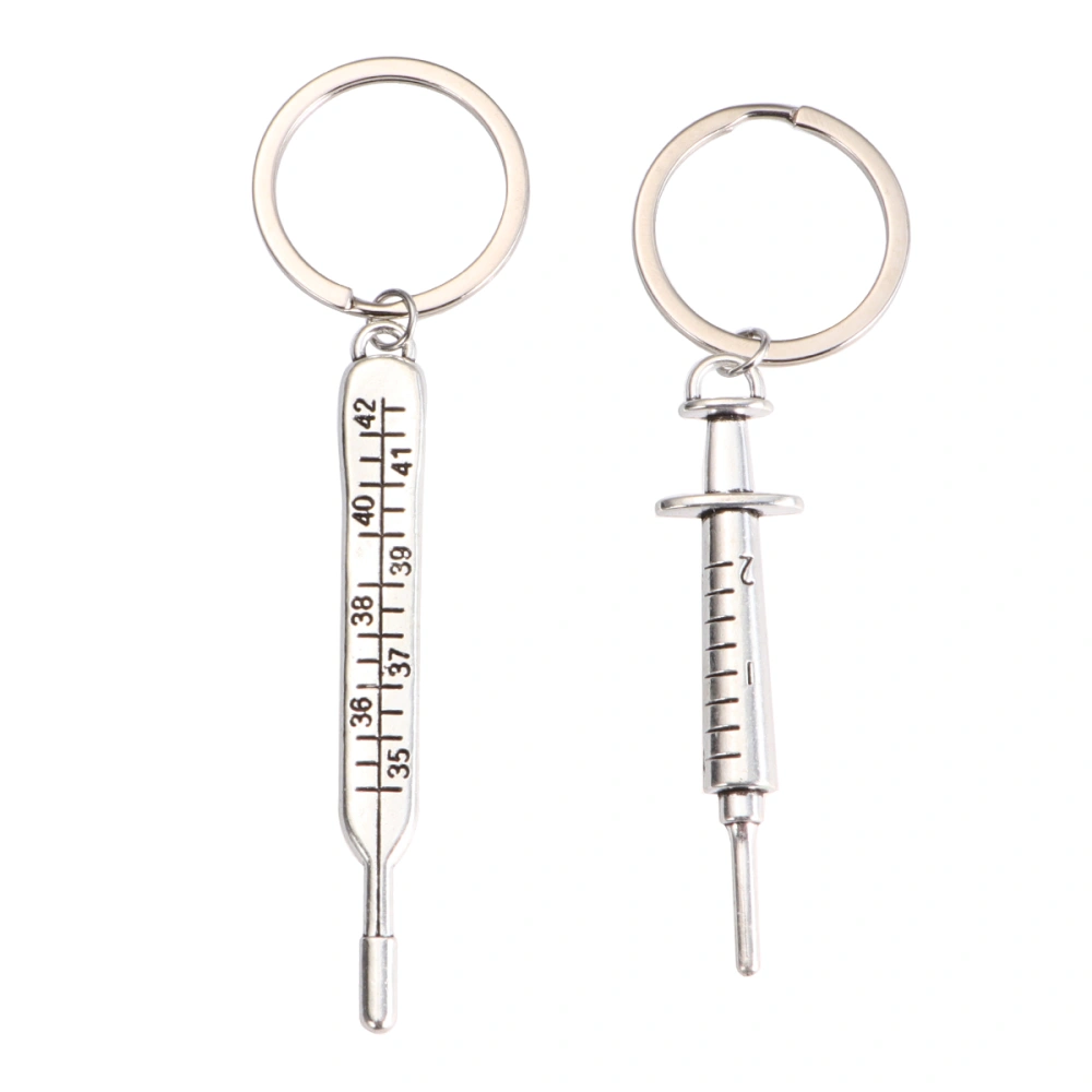 2pcsThermometer Design KeychainsKey Rings Pendant Key Holder Craft Ornaments Gift(1pcand 1pc Thermometer)