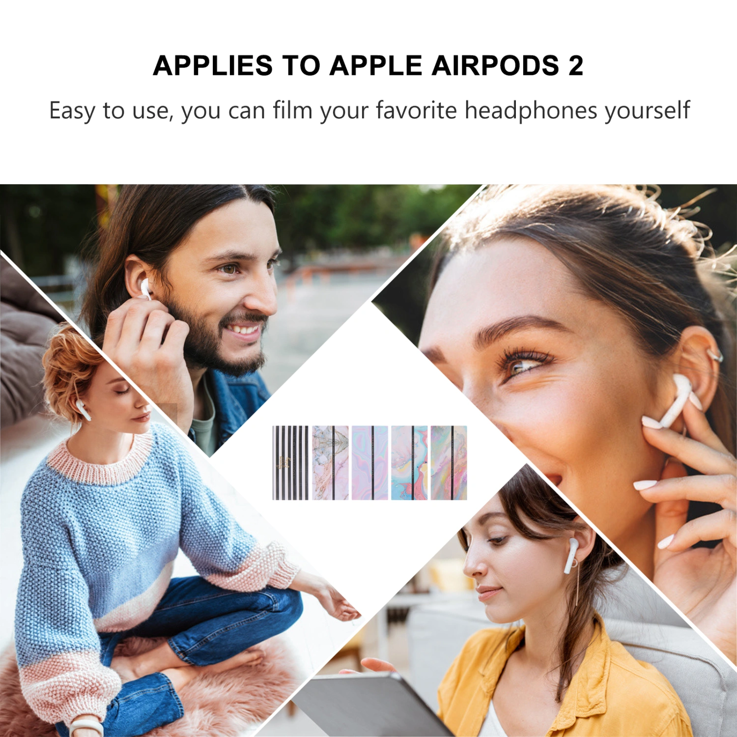 5 Pcs Colorful Liquid Desgin Earphone Sticker Dustproof Wireless Earbud Box Sticker Anti-scratch Protective Stickers Compatible for Airpods 2 - 33/34/35/36