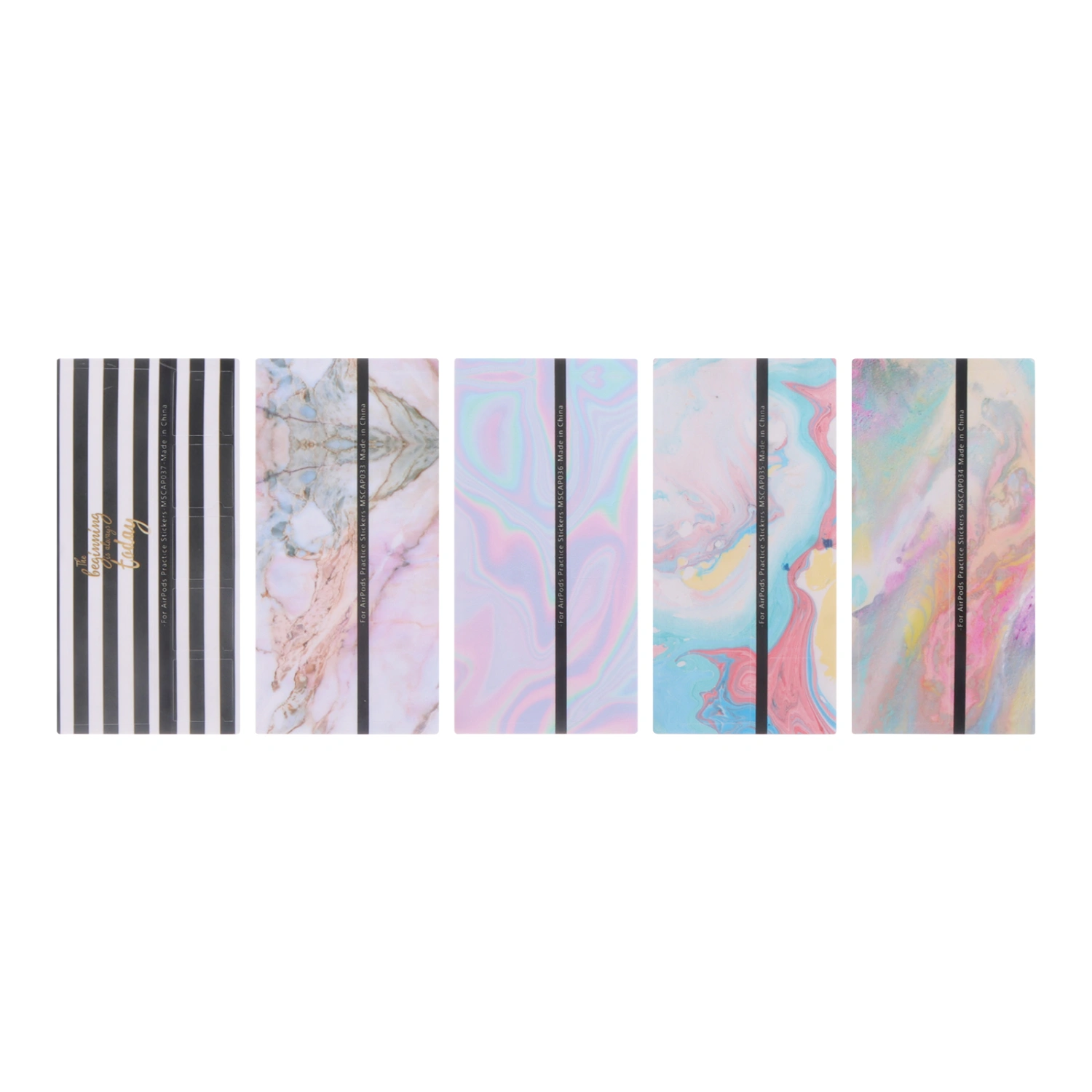 5 Pcs Colorful Liquid Desgin Earphone Sticker Dustproof Wireless Earbud Box Sticker Anti-scratch Protective Stickers Compatible for Airpods 2 - 33/34/35/36
