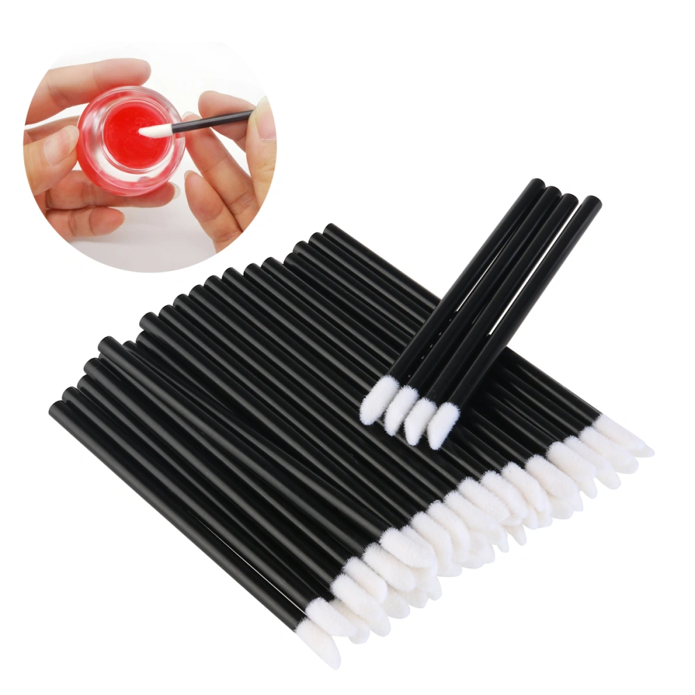 NUOLUX 150pcs Disposable Makeup Lip Brush Lipstick Glossy Wands Applicator Make Up Tool (Black)