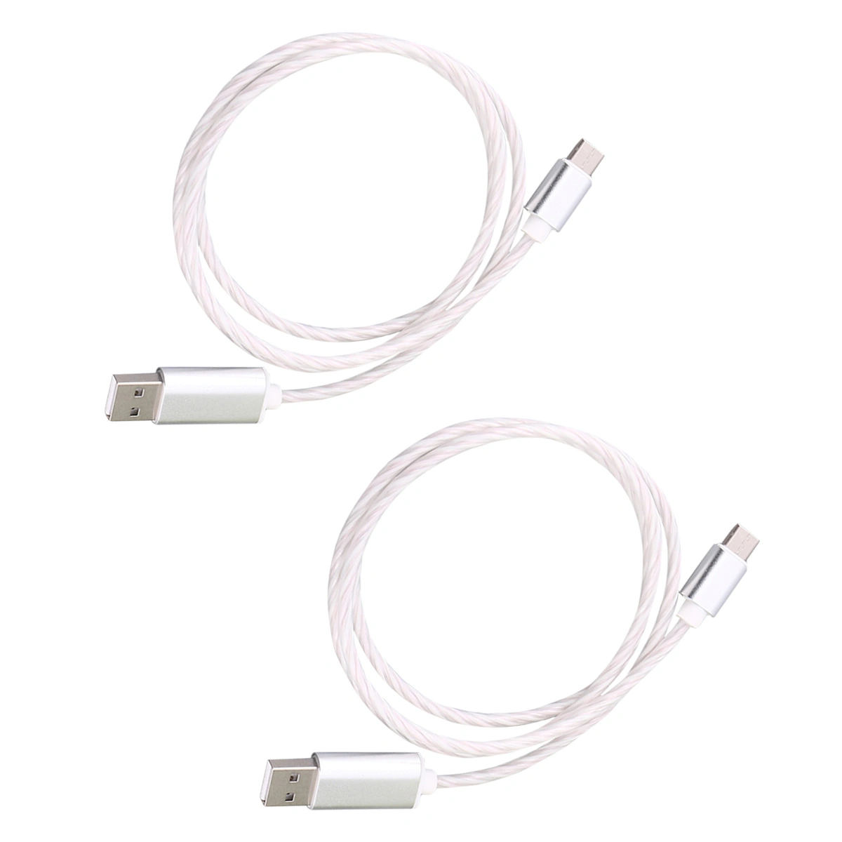 2 Pcs Type C LED Cable 360 Degree Light up Visible LED Type C Cord Fast Charging Cable for Phone Power Bank (Colorful)
