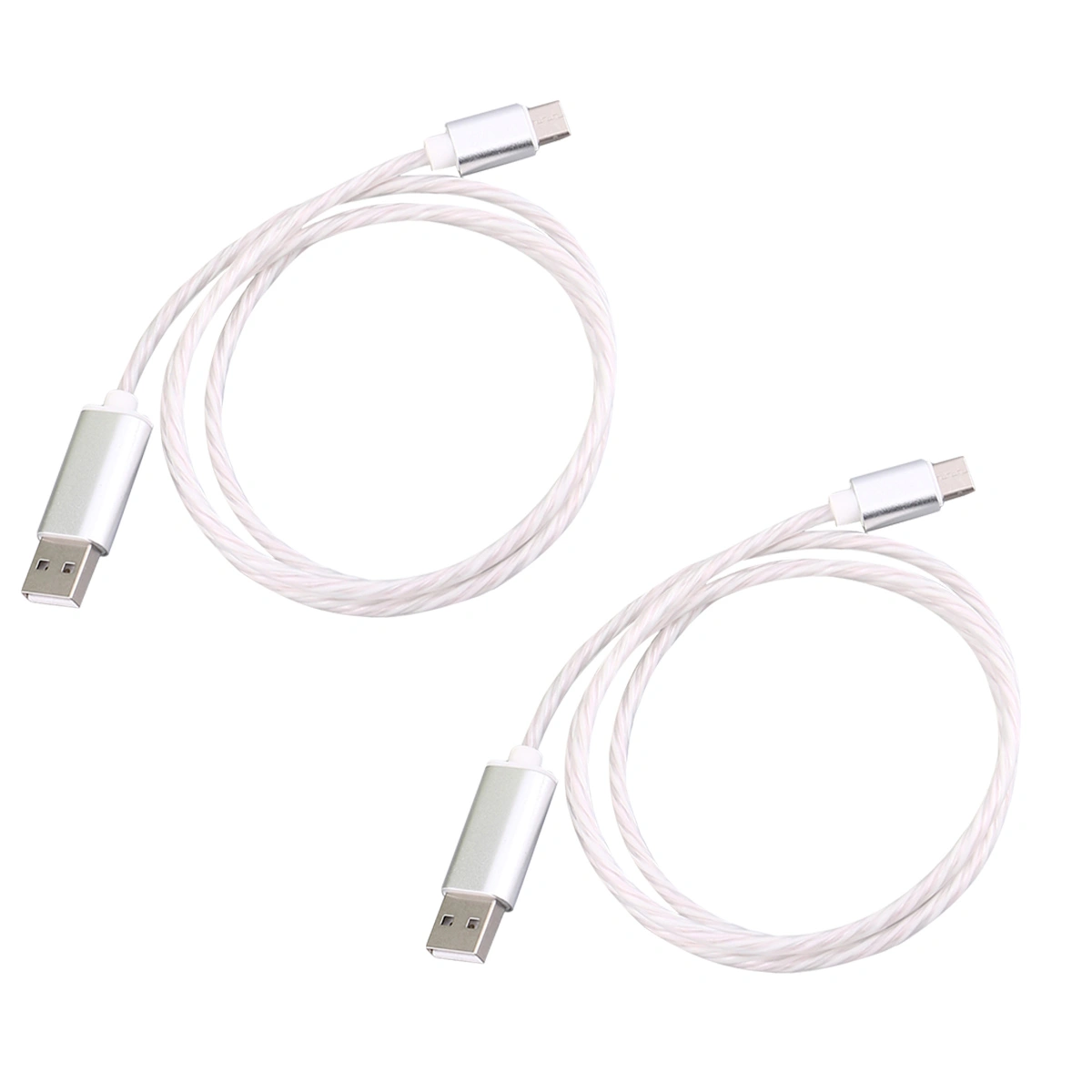 2 Pcs Type C LED Cable 360 Degree Light up Visible LED Type C Cord Fast Charging Cable for Phone Power Bank (Colorful)