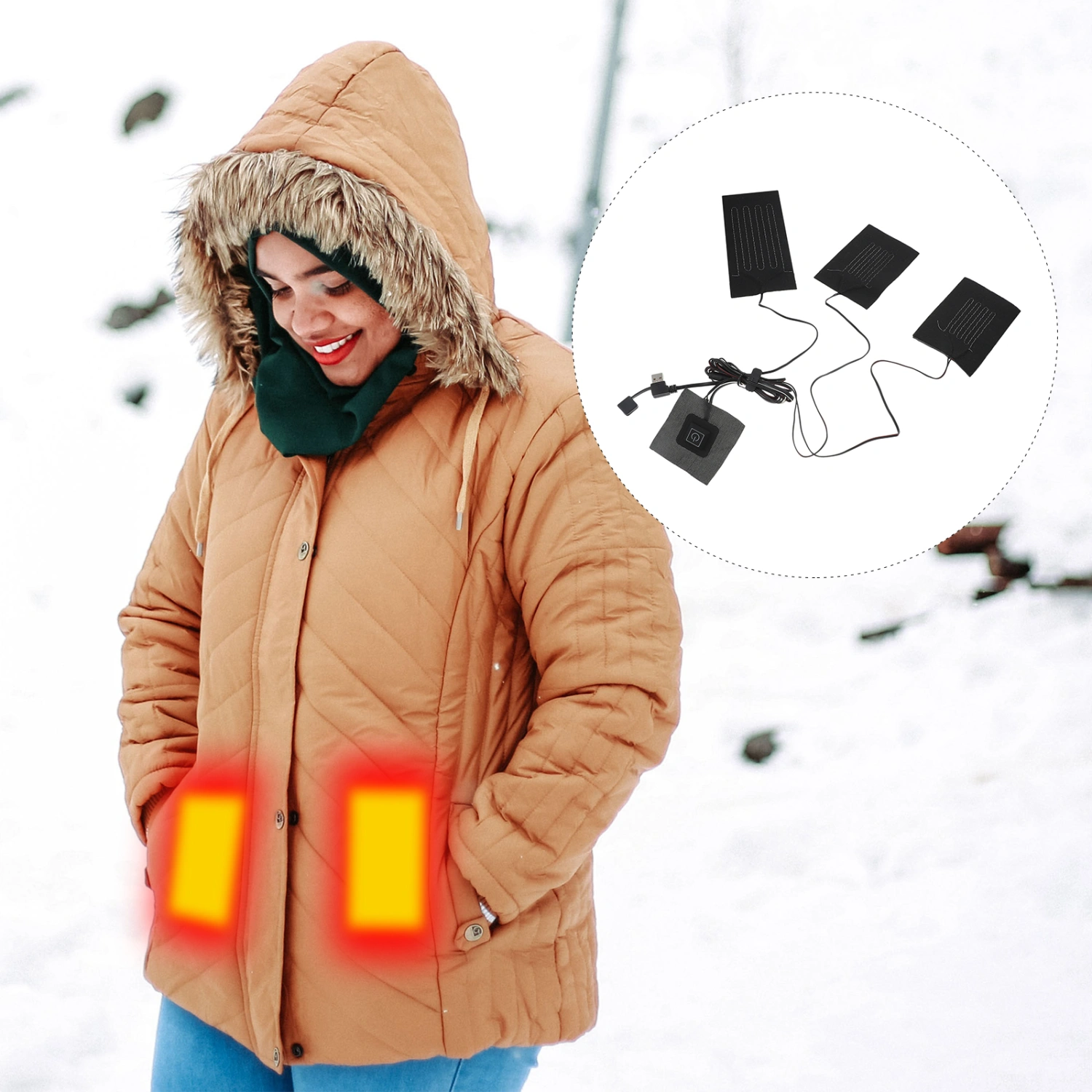 USB Charging Clothes Heater Pad Winter Clothes Warmer Electric Heated Mat
