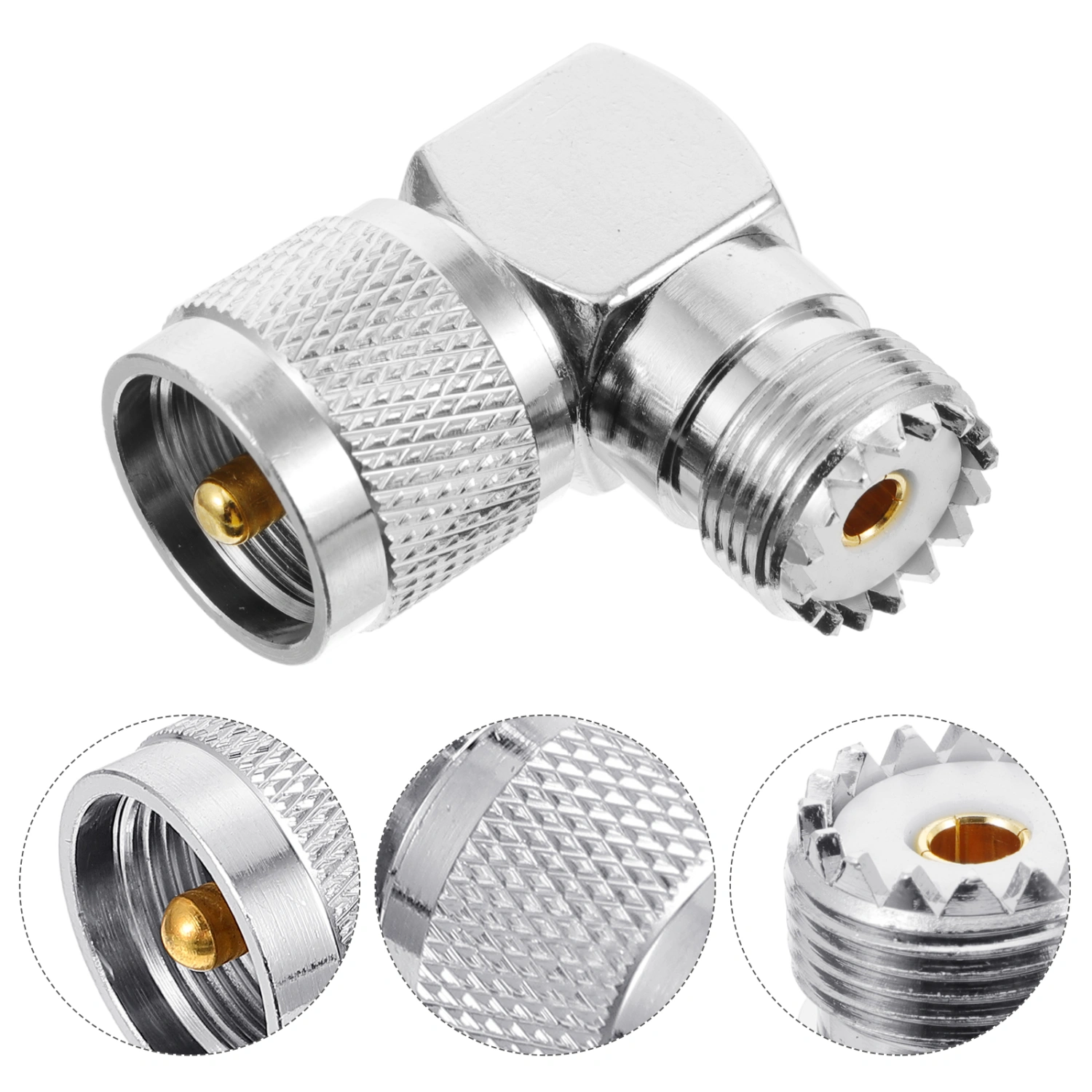 RF Coax Coaxial Right Angle Adapter UHF Male to UHF Female Coax Converter