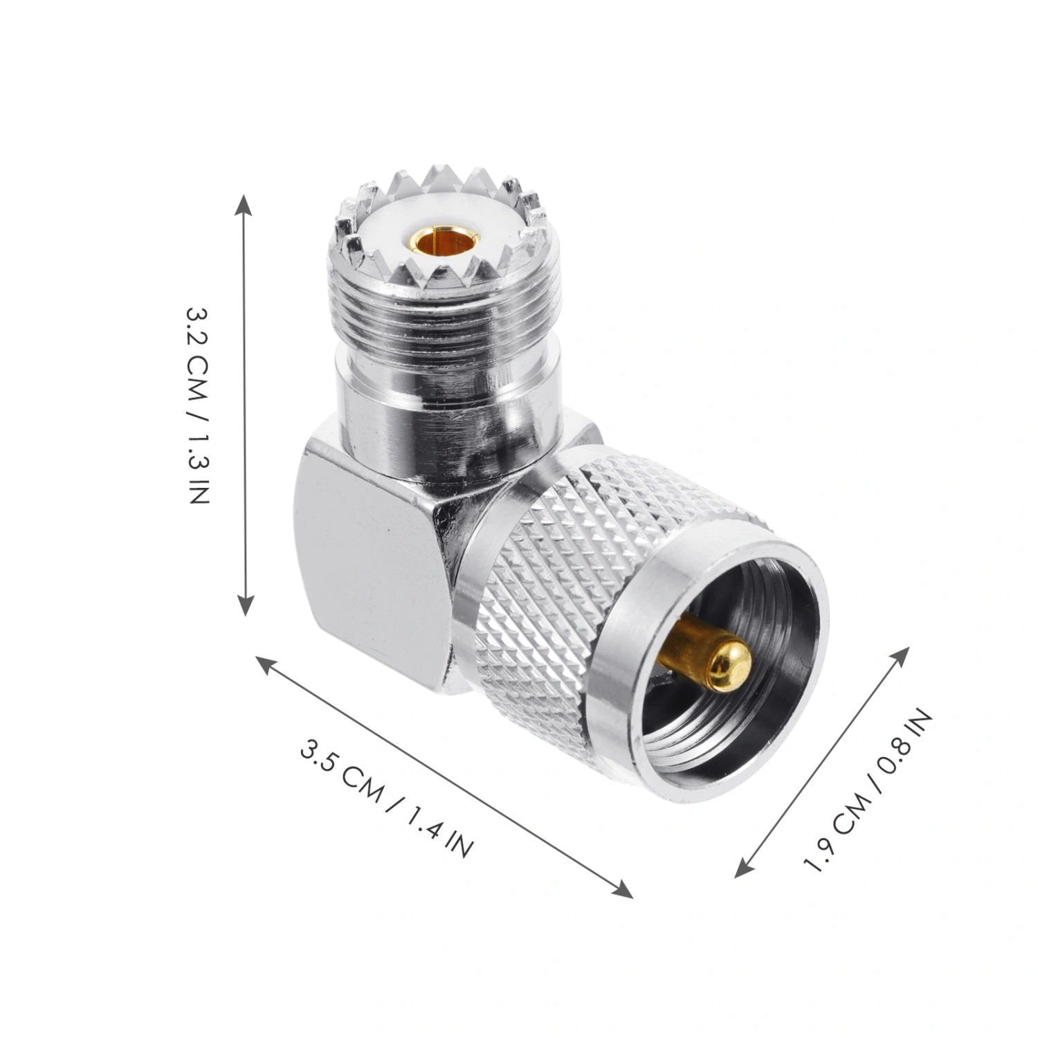 RF Coax Coaxial Right Angle Adapter UHF Male to UHF Female Coax Converter
