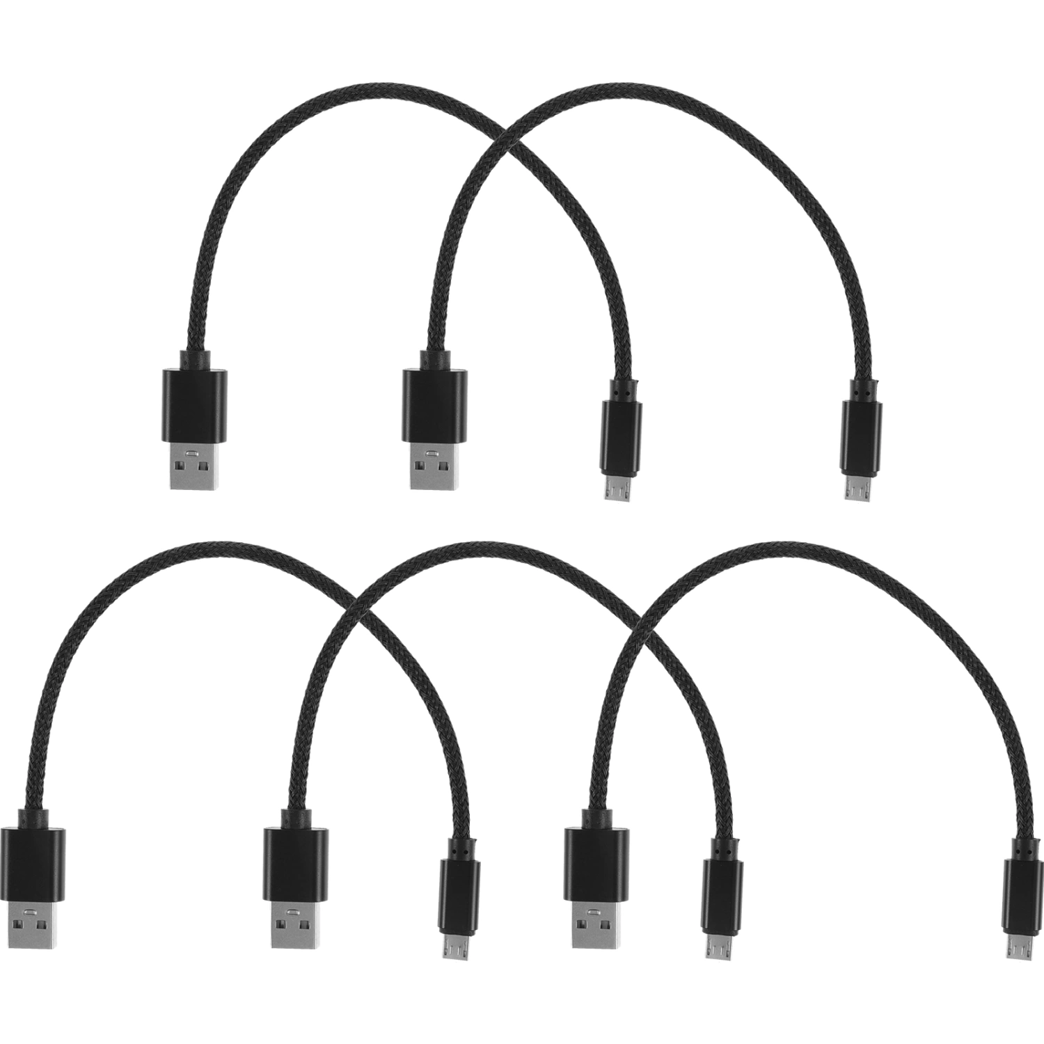 5 Pcs 20cm Micro USB Data Sync and Charging Cable Nylon Braided Fast Charger Cable for and Android Phones Tablets Galaxy S7/ S6/ Pixel 2/ Xperia X LG G5/ V10/ V20/ Lumia 950/ 950 XL (Black)