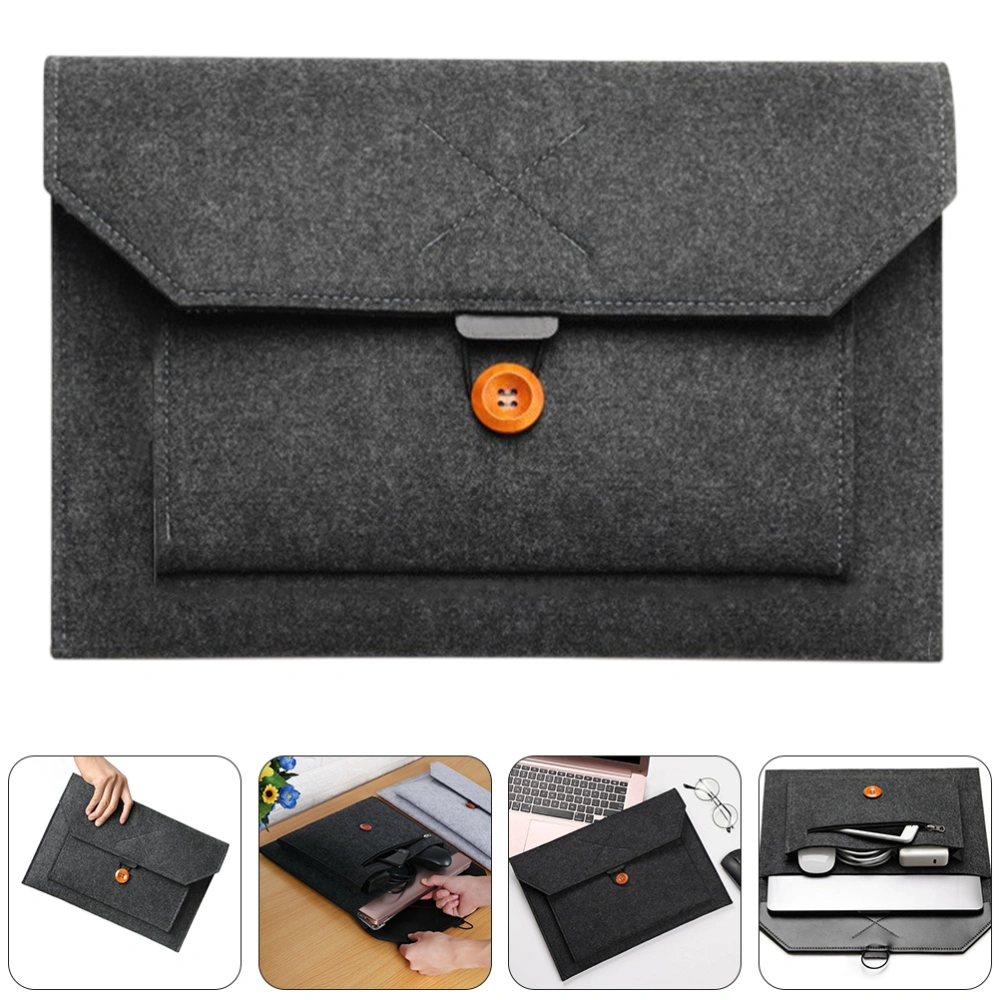 Black Laptop Pouch Portable Felt Laptop Tablet Bag Computer Pouch (14 inch)