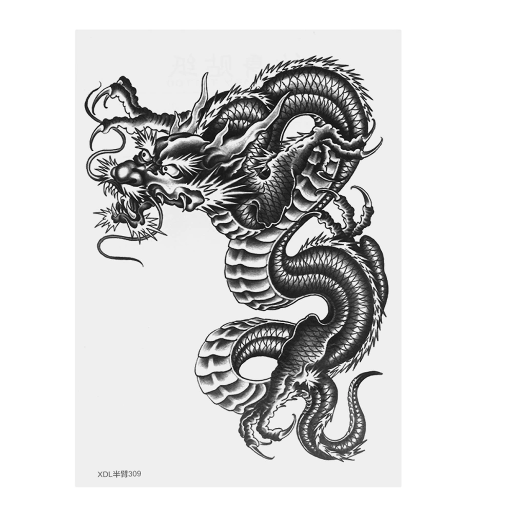 Large Black Dragon Temporary Arm Stickers for Men Women