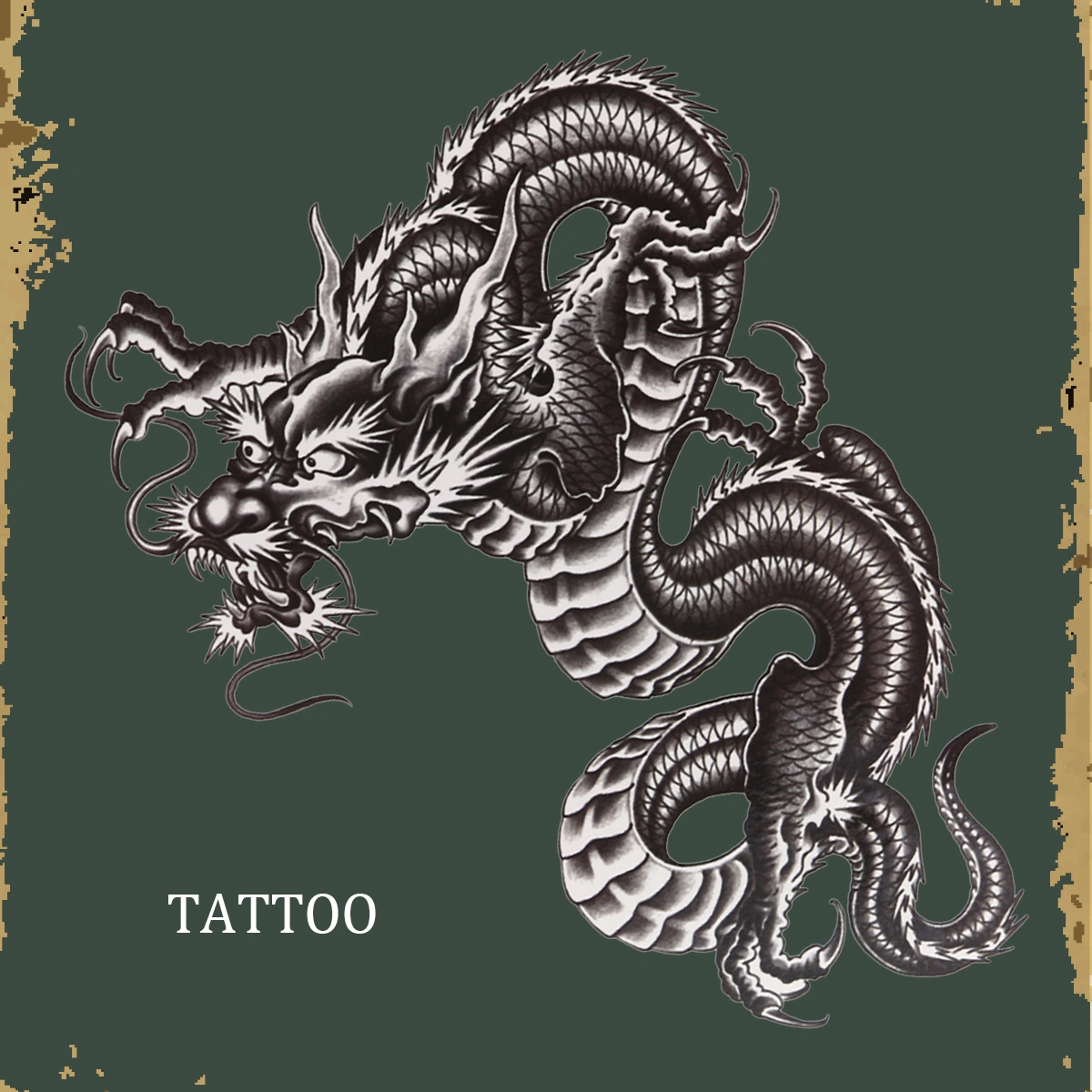Large Black Dragon Temporary Arm Stickers for Men Women