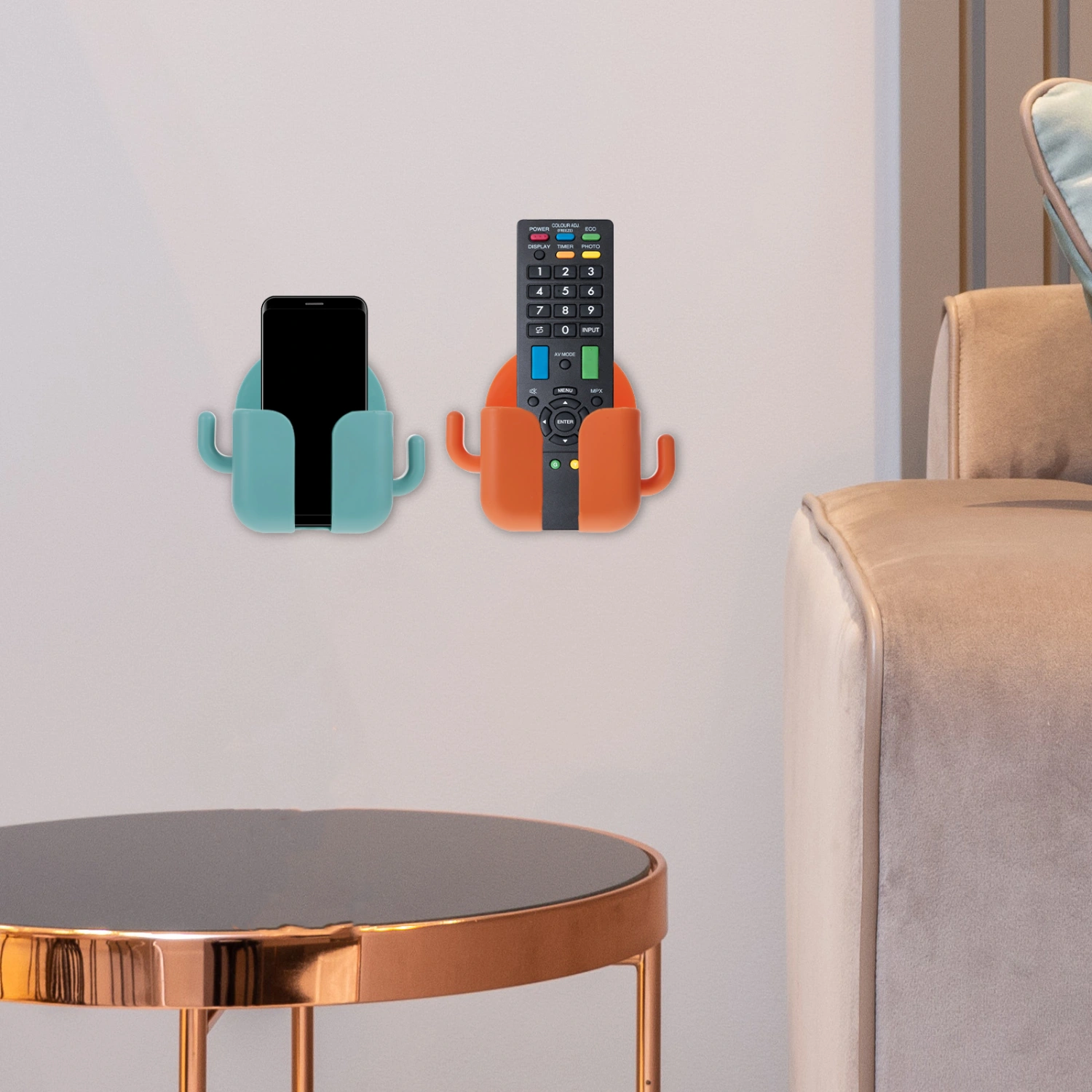 4 Pcs Wall Phone Holders Adhesive Phone Stands Remote Controller Storage Holders