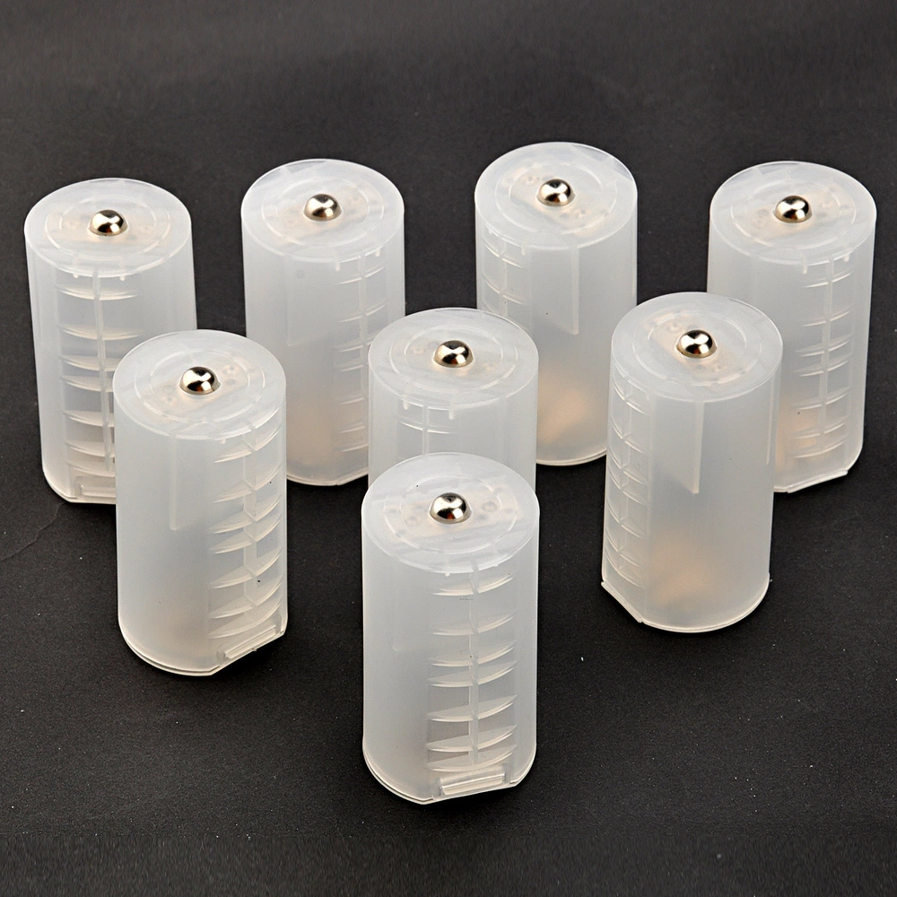 8pcs Portable Size AA to Size D Battery Adapters Converter Cases (Transparent)