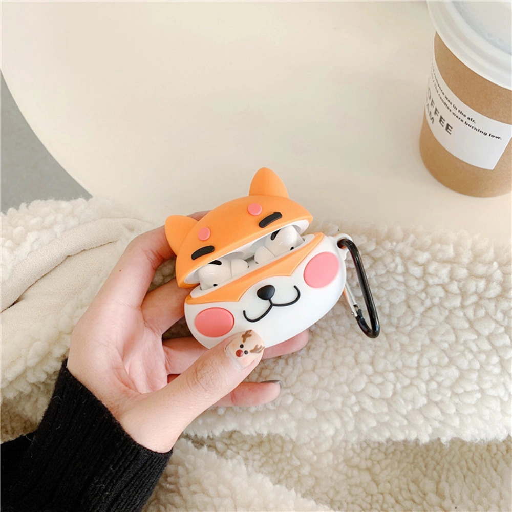 Creative Silicone Wireless Headphone Cover Shiba Inu Shape Headset Case Protective Shell Compatible for AirPods Pro