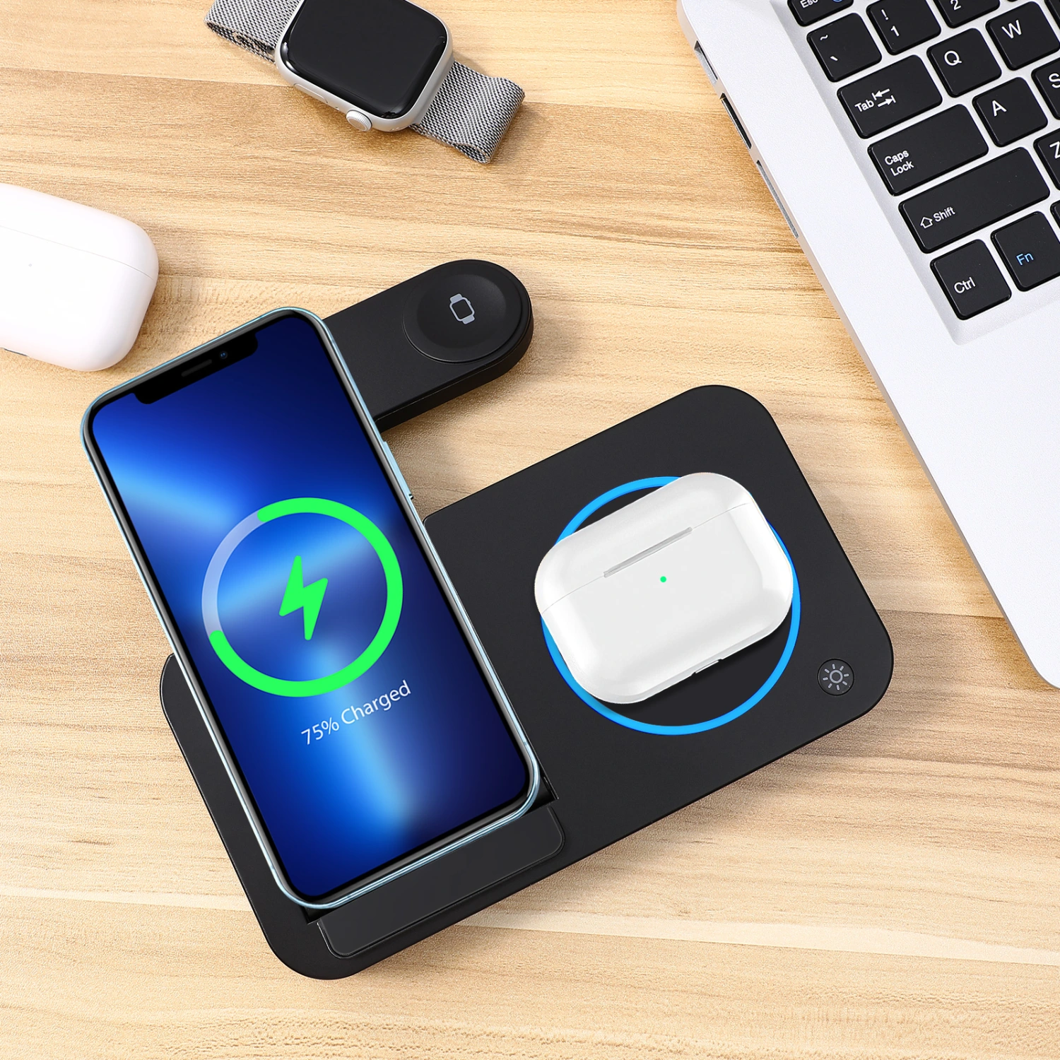 1 Wireless Charger Phone Charging Accessory 3-in-1 Charger Stand Compatible with Apple Watch iPhone AirPods