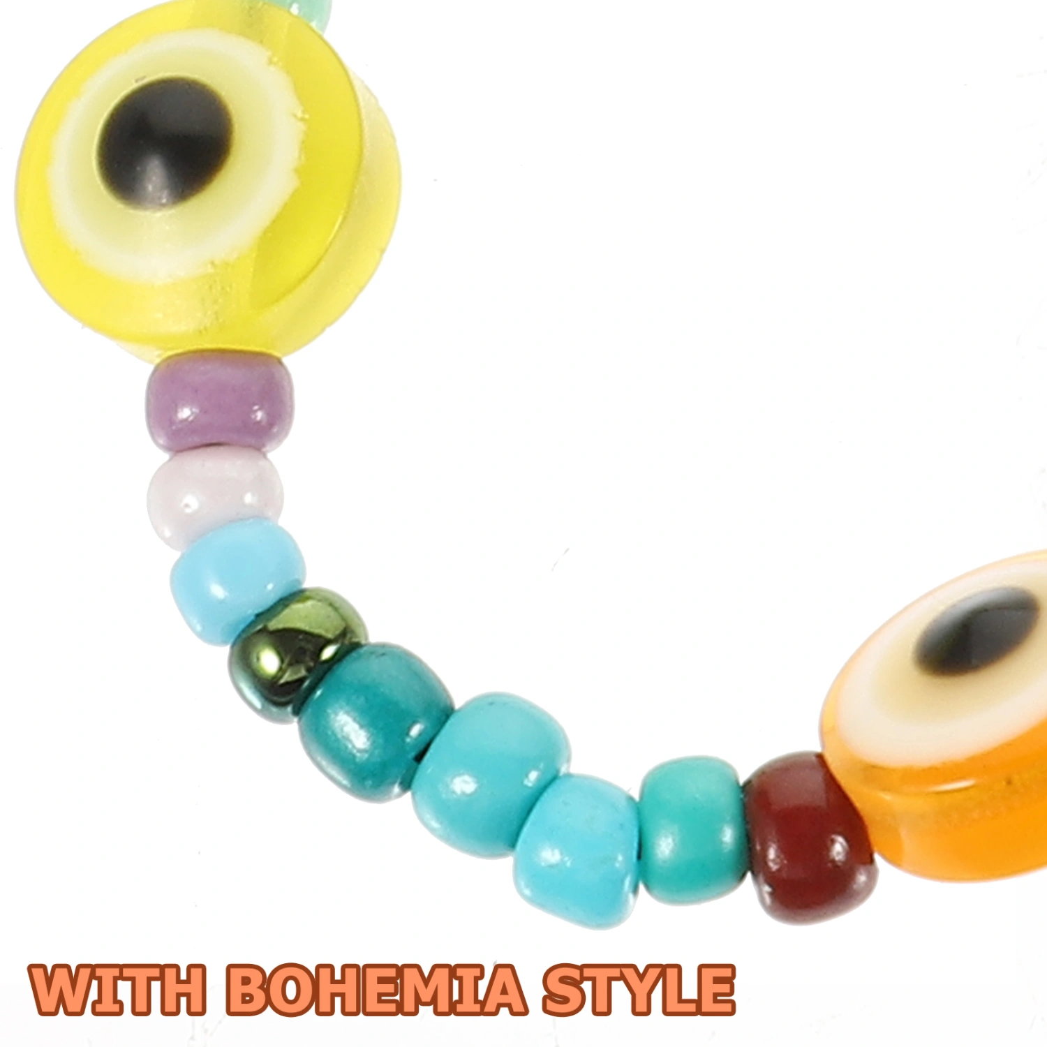 Beaded Phone Chain Evil Eye Beaded Phone Charm Decorative Bohemia Phone Lanyard Wrist Strap