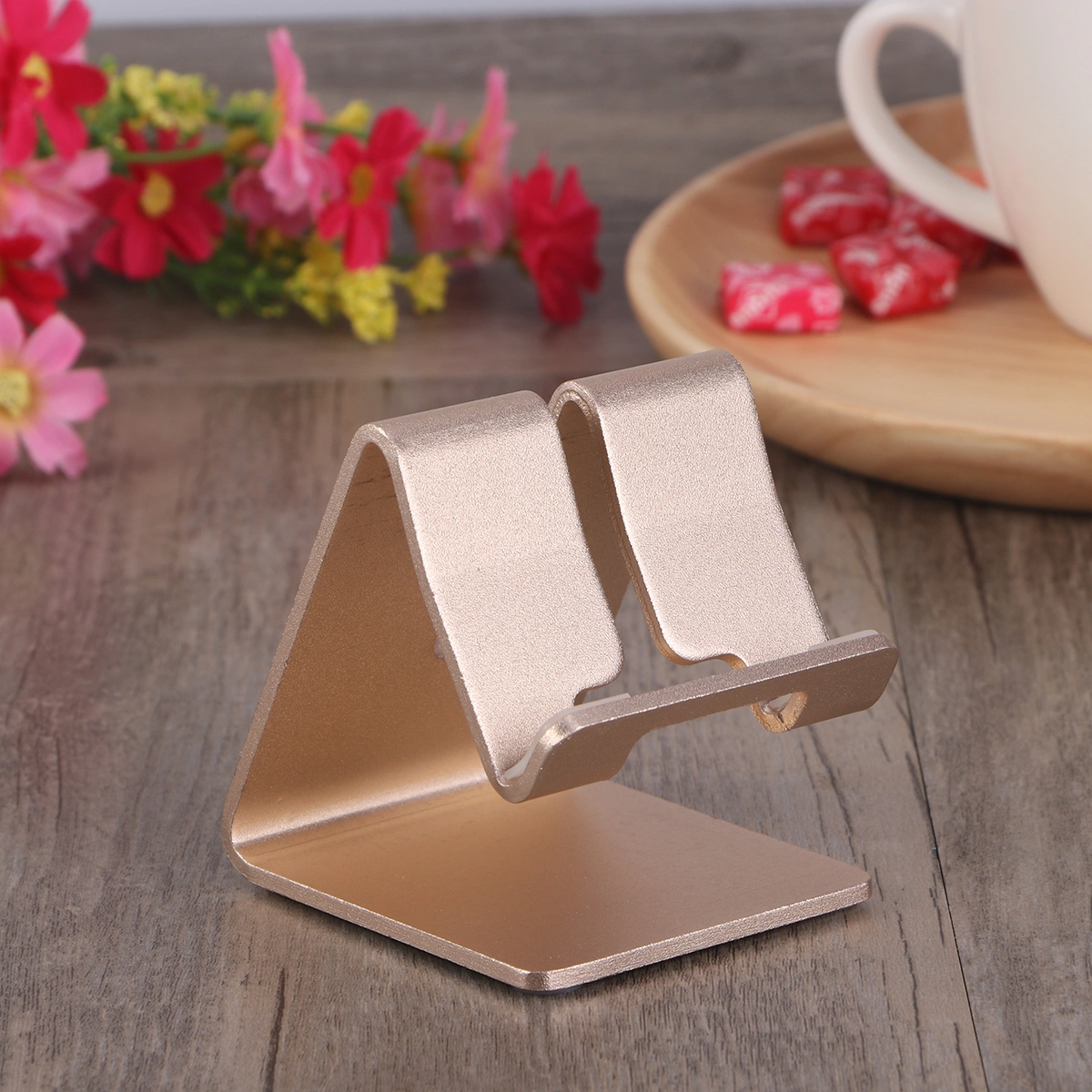 Universal Desktop Support Holder Tablet Phone Stand for Smartphone iPhone Pad Metal Aluminum Alloy Stand (Gold)