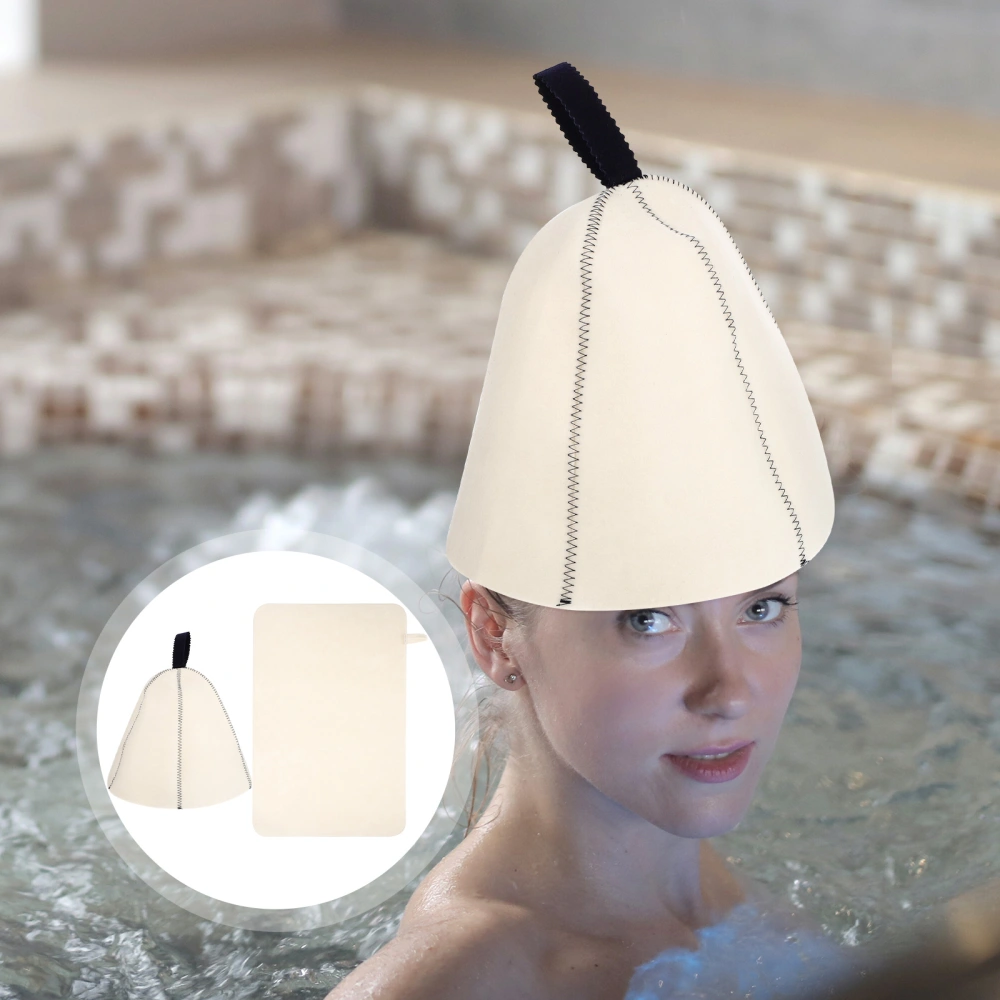 1 Set of Women Sauna Hat Felt Bathing Hat Breathable Shower Hat with Cushion Bathroom Sauna Cap