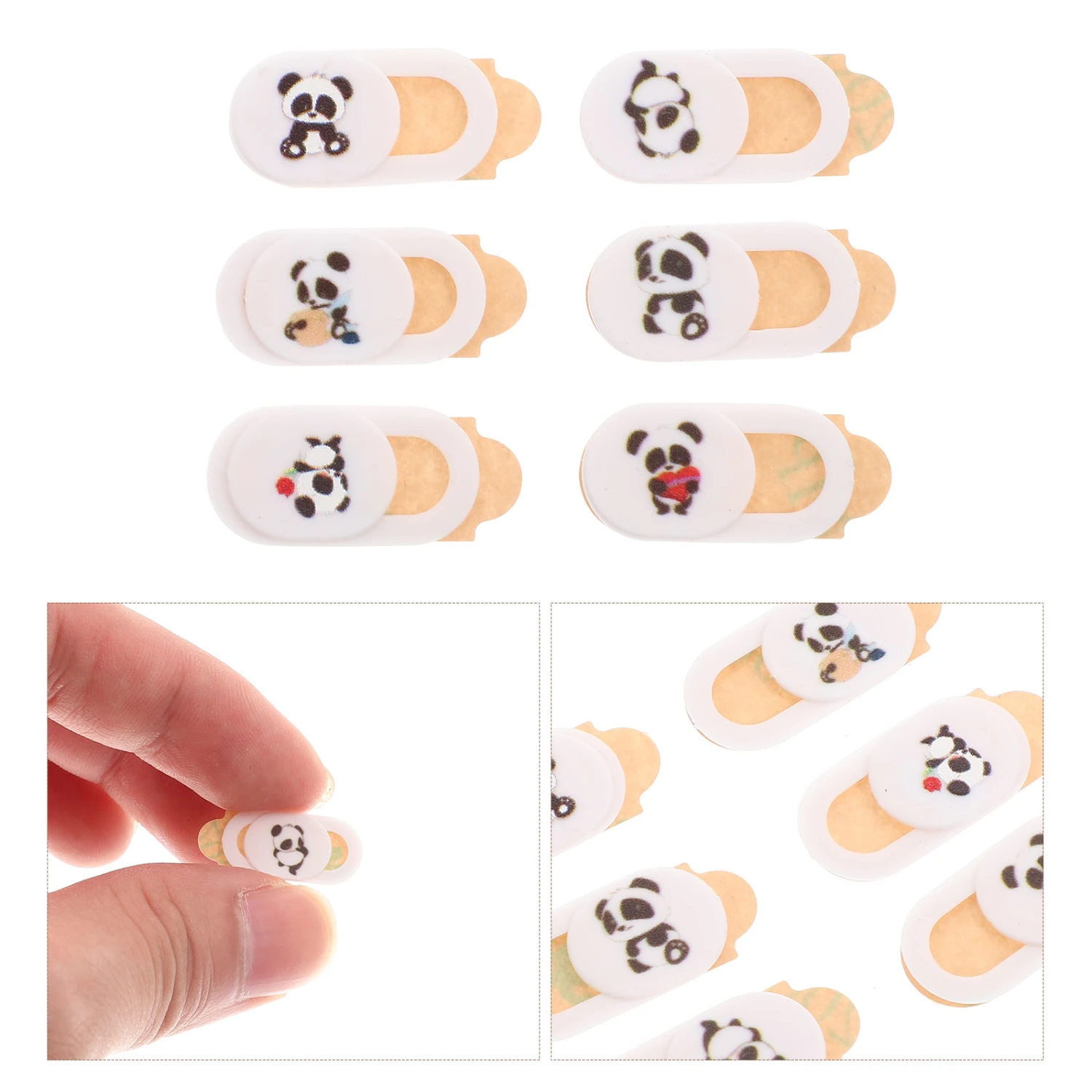 6pcs Camera Slide Blocker Cover Panda Pattern Privacy Protective Webcam Covers