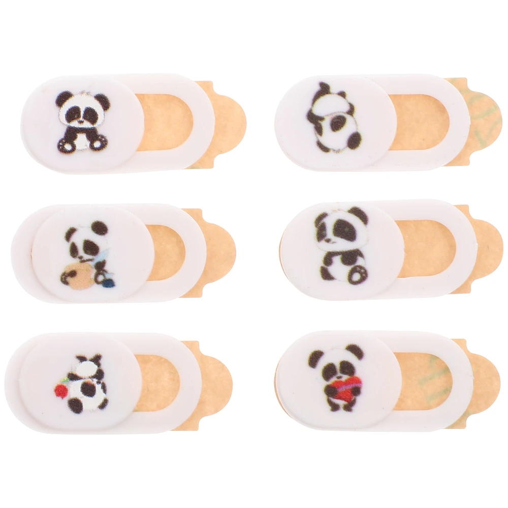 6pcs Camera Slide Blocker Cover Panda Pattern Privacy Protective Webcam Covers