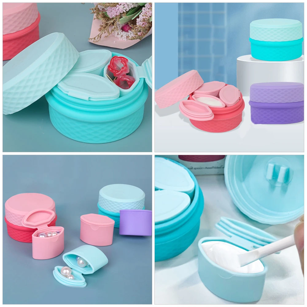 1 Set of Travel Cosmetic Jar Refillable Cosmetic Container Compartment Pills Holder