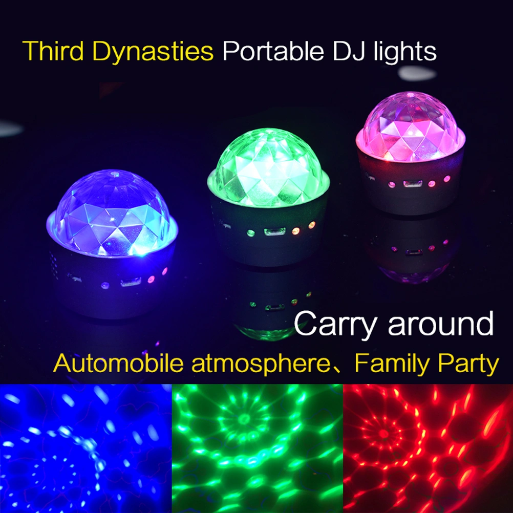 Portable LED DJ Lights Ctystal Magica Ball Mini USB Rechargeable Stage Lamp Party Favors (Sound Control Flash in Turns)