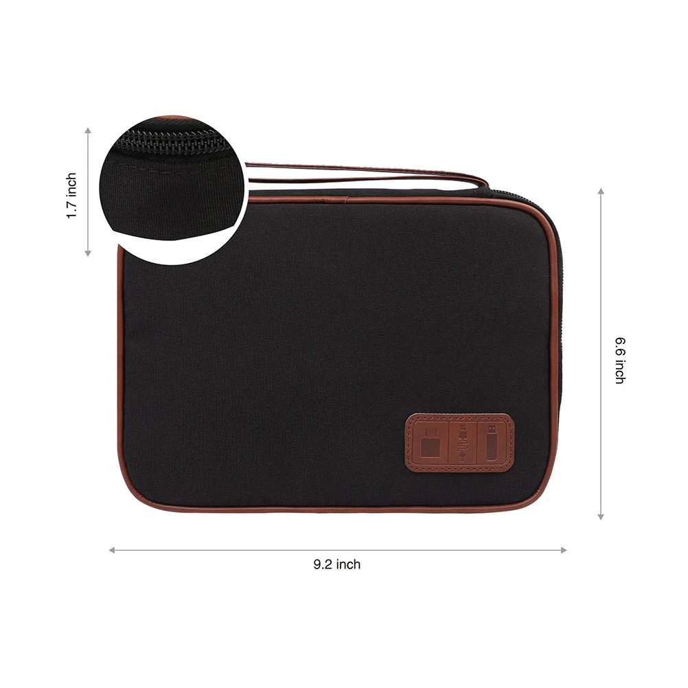 USB Multifunction Digital Accessories Storage Case Portable USB Cable Storage Bag for Trip Business Trip Black