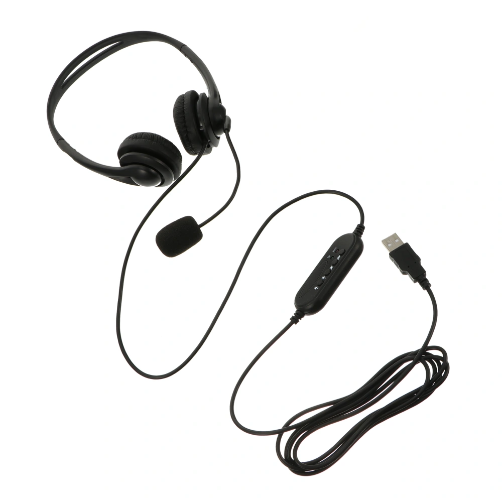 1pc Wired Headphone Noise Cancelling Headset USB Headphone with Microphone