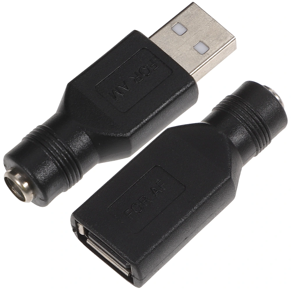 2Pc USB Female to 5.5mm x 2.1mm Female DC Power Converter Charger Adapter Connectors Black