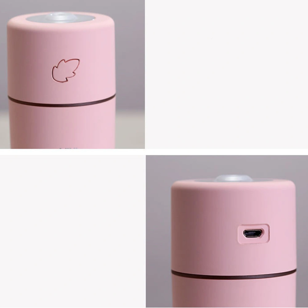 2 in 1 Portable Humidifier USB Charging with LED Light Cool Mist Liquid Diffuser for Car Office Home (Pink)