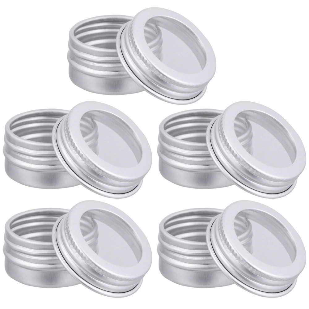 15pcs 5ML Aluminium Jar Clear Screw Lid Round Storage Boxes Ointment Boxes