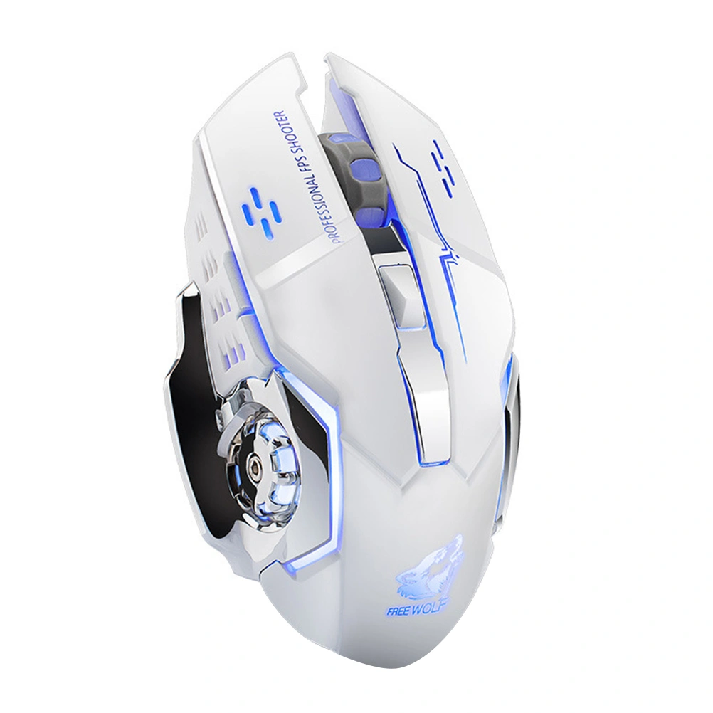 1PC Wireless Gaming Mouse Portable Charging Game Mouse Mute Mechanical Mouse Luminous Computer Mouse Wireless Optical Computer Accessories for Laptop Use (White)