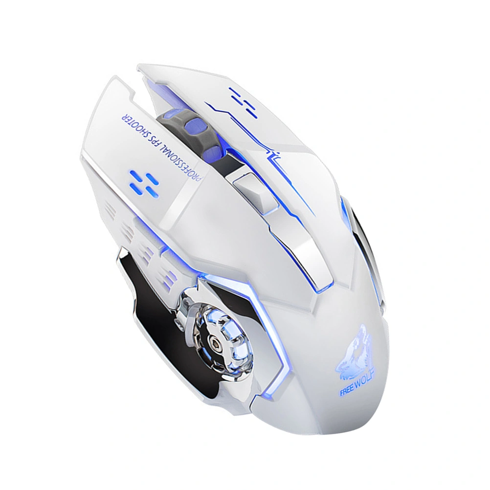 1PC Wireless Gaming Mouse Portable Charging Game Mouse Mute Mechanical Mouse Luminous Computer Mouse Wireless Optical Computer Accessories for Laptop Use (White)