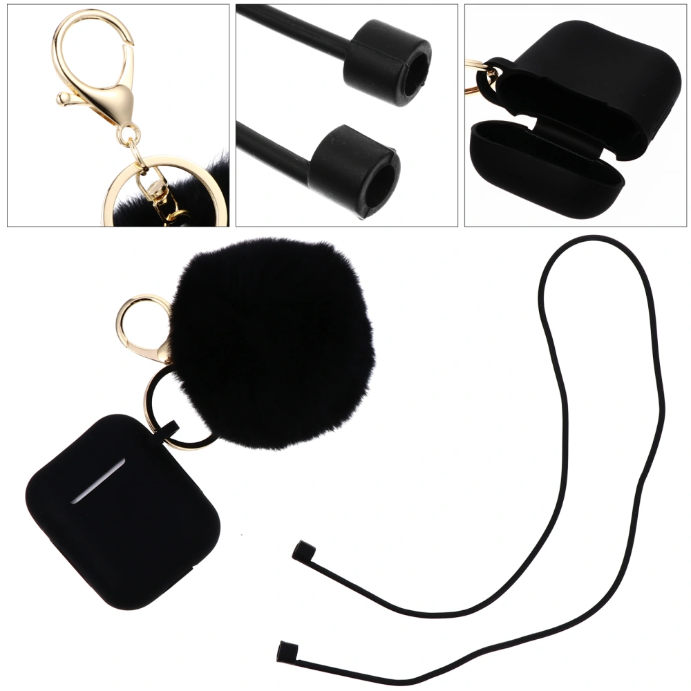 1 Set Silicone Wireless Earphone Case Key Chain Compatible for Airpods 1/2