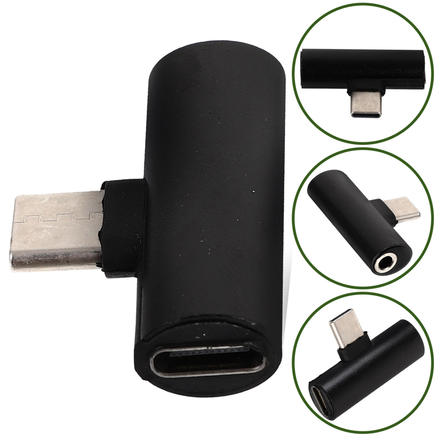 2-in-1 Adapter Type-c Charging Adapter To 3.5mm Aux Headset Adapter Compatible for Xiaomi Huawei Phone (Black)