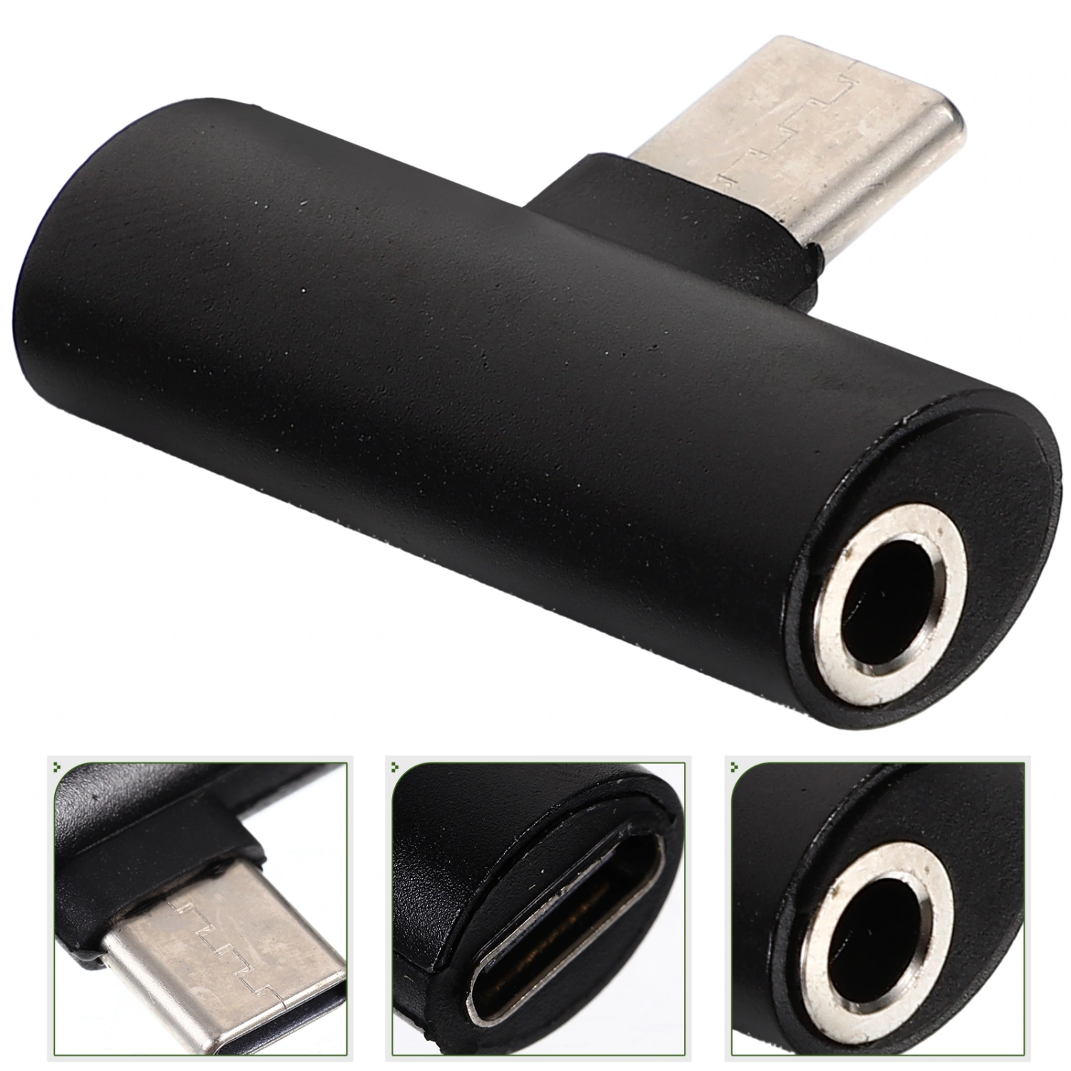 2-in-1 Adapter Type-c Charging Adapter To 3.5mm Aux Headset Adapter Compatible for Xiaomi Huawei Phone (Black)