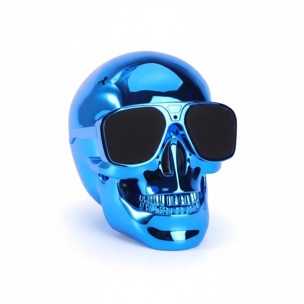 Skull Skeleton Speaker Ultra Portable WiredSpeaker for Desktop PC Laptop Notebook Mobile Phone MP3 MP4 Player 5W (Blue)