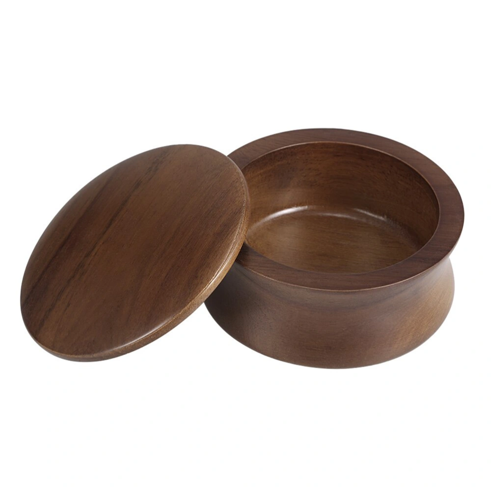 Wooden Men Shaving Bowl with Lid Useful Shaving Cream Soap Bowl Practical Shaving Bowl for Home Bathroom (Brown)