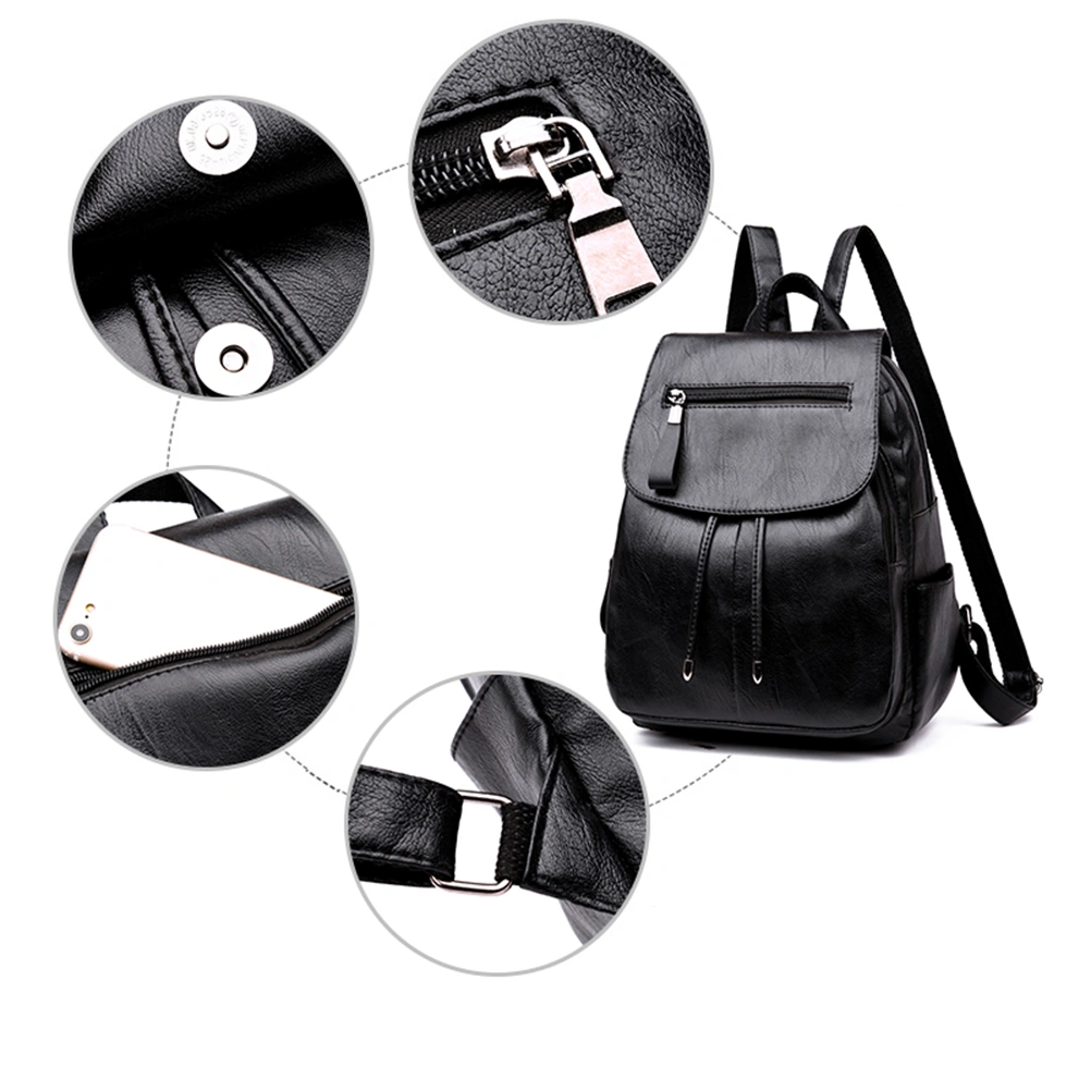Women Casual Backpack All Match Stylish Shoulder Bag for Teenager Girls Travel Schoolbag (Black)