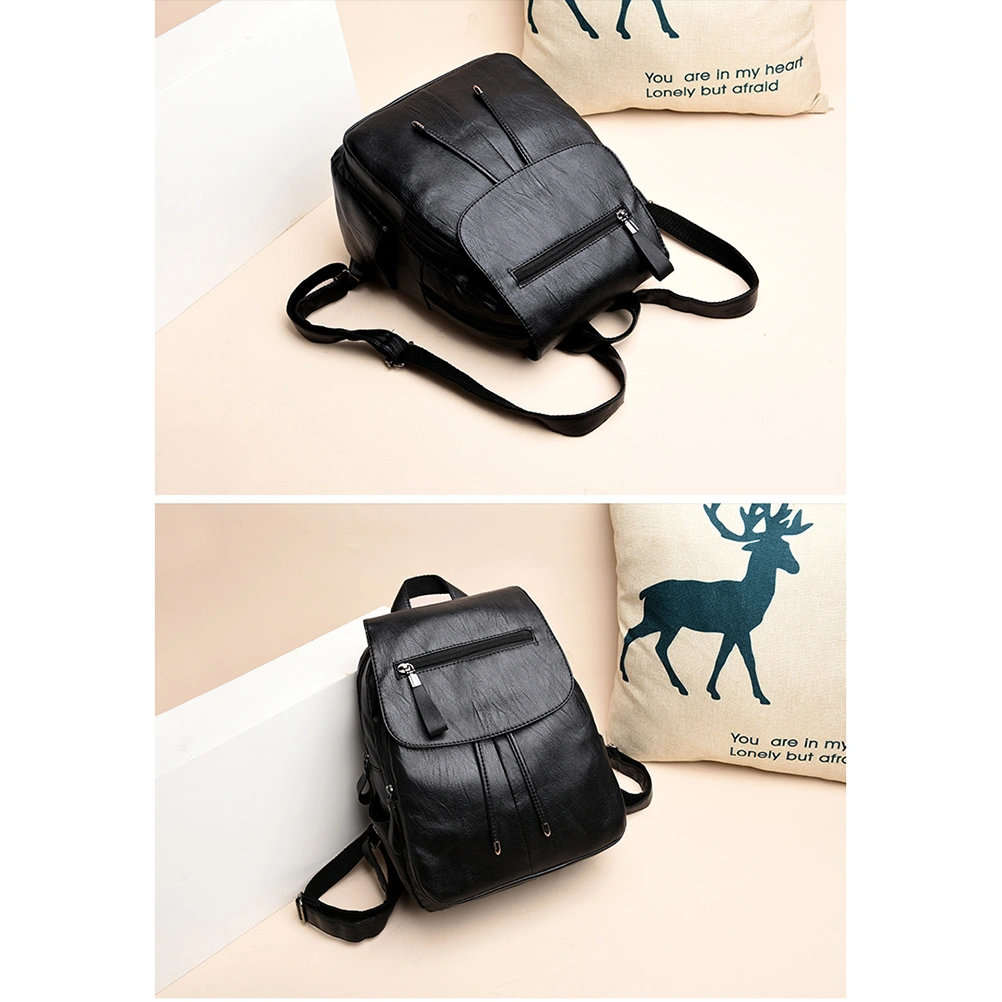 Women Casual Backpack All Match Stylish Shoulder Bag for Teenager Girls Travel Schoolbag (Black)