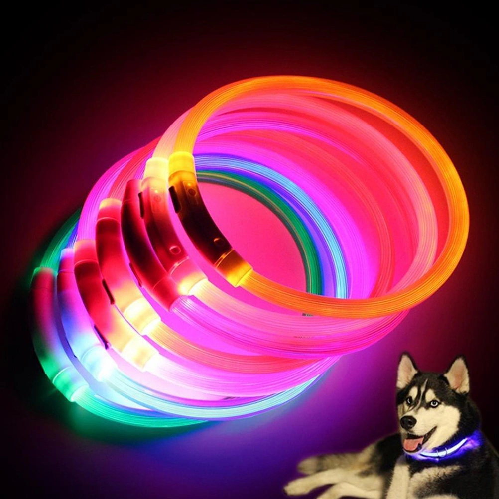 Led Dog Collar USB Rechargeable Glowing Pet Dog Collar Light Flashing Light Up Dog Necklace for Small Medium Large Dogs Night Walking Safety 35CM (Pink)