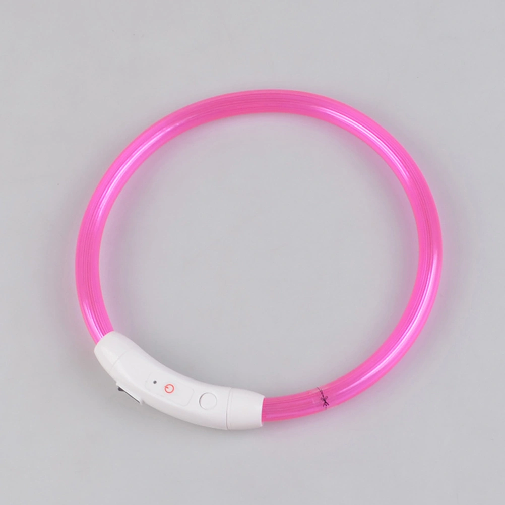 Led Dog Collar USB Rechargeable Glowing Pet Dog Collar Light Flashing Light Up Dog Necklace for Small Medium Large Dogs Night Walking Safety 35CM (Pink)