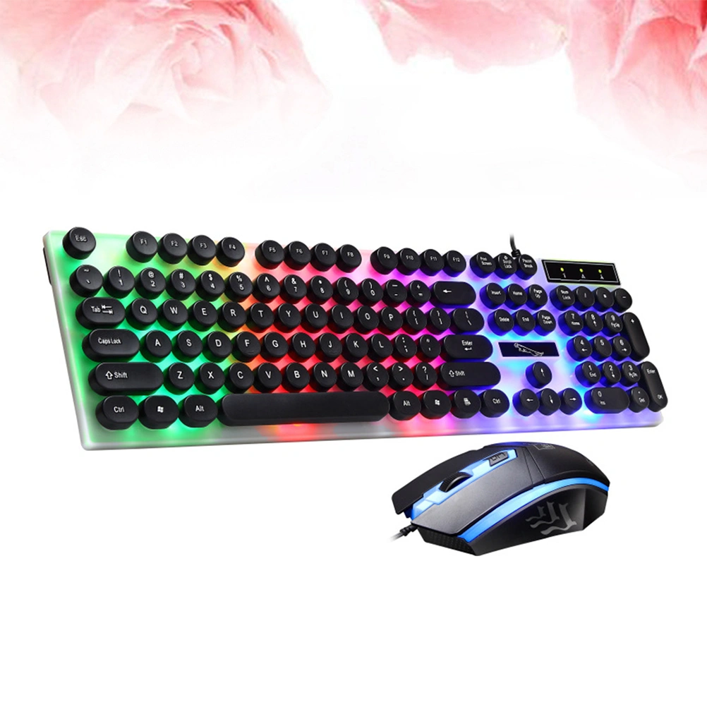 USB Computer Wired Keyboard Comfortable Backlight Keyboard Practical Keyboard Mouse (Black)