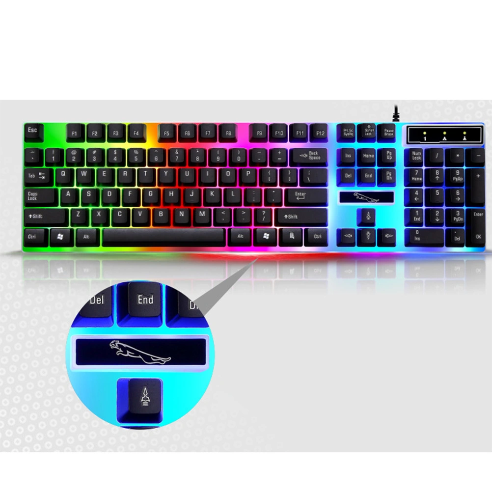 USB Computer Wired Keyboard Comfortable Backlight Keyboard Practical Keyboard Mouse (Black)