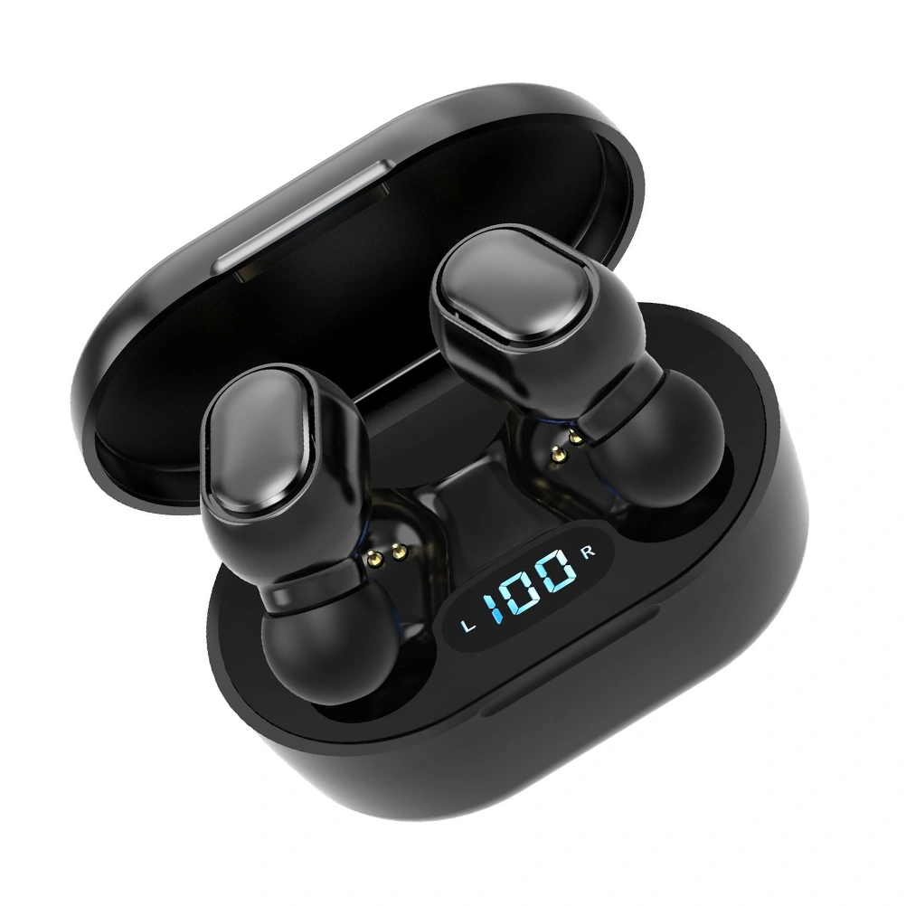 1 Pair of E7S Wireless Dual-ear Mini In-ear Motion Digital Display TWS Wireless Headset(Black)