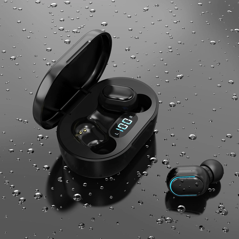 1 Pair of E7S Wireless Dual-ear Mini In-ear Motion Digital Display TWS Wireless Headset(Black)